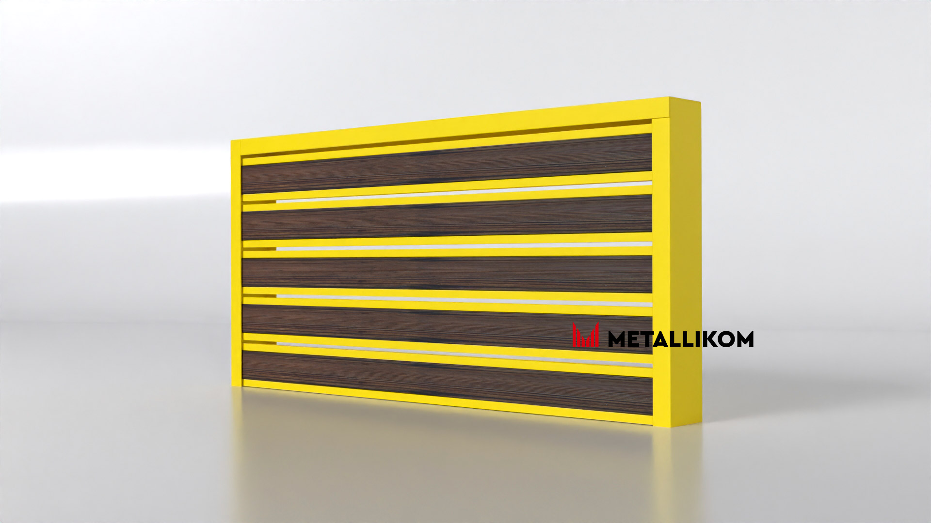 Планкен для забора Printec под дерево 120 mm RAL 1018 – покрытие матовое, толщина 0,45 мм