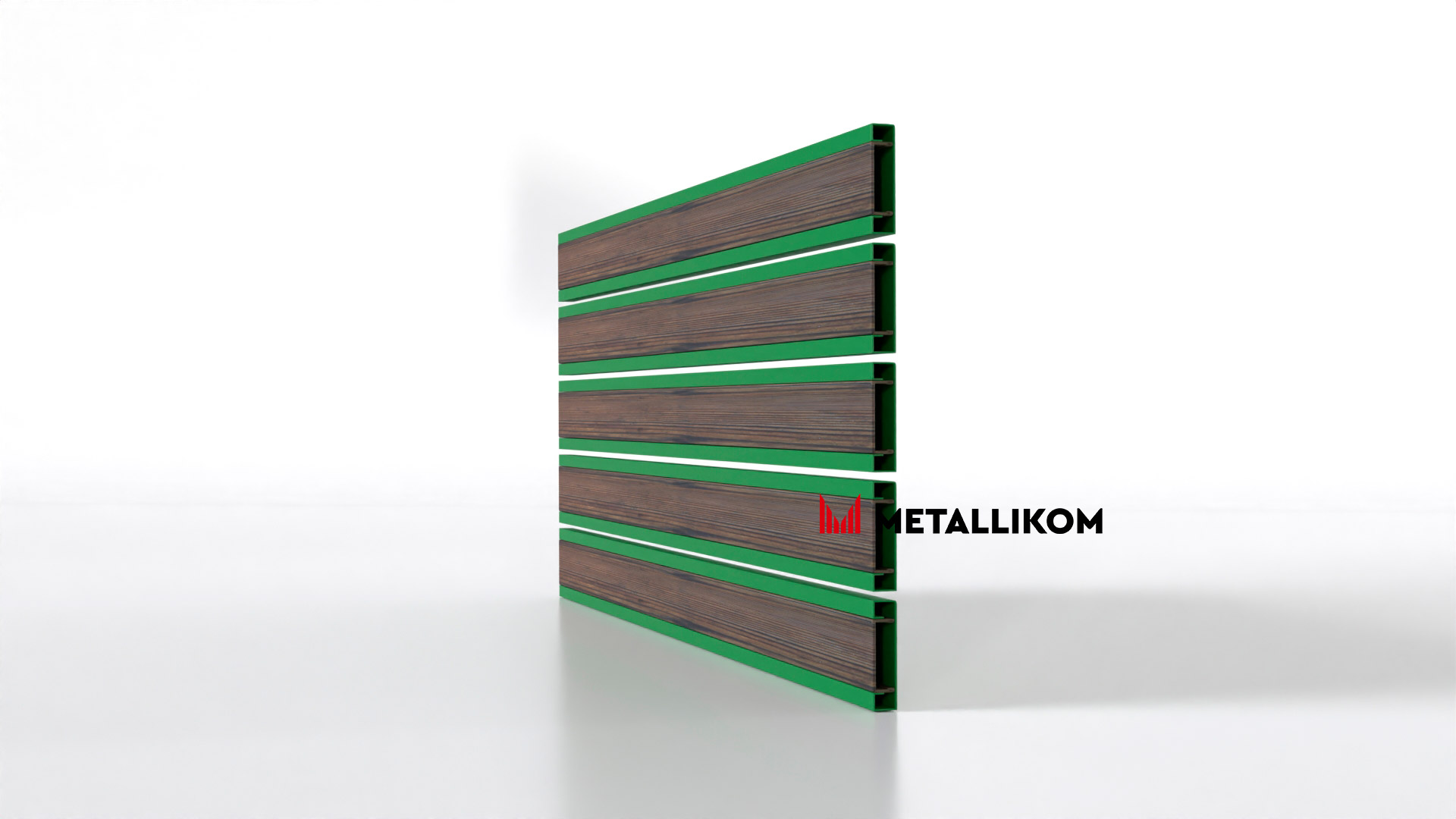 Планкен для забора Printec под дерево 120 mm RAL 6010 – покрытие матовое, толщина 0,45 мм