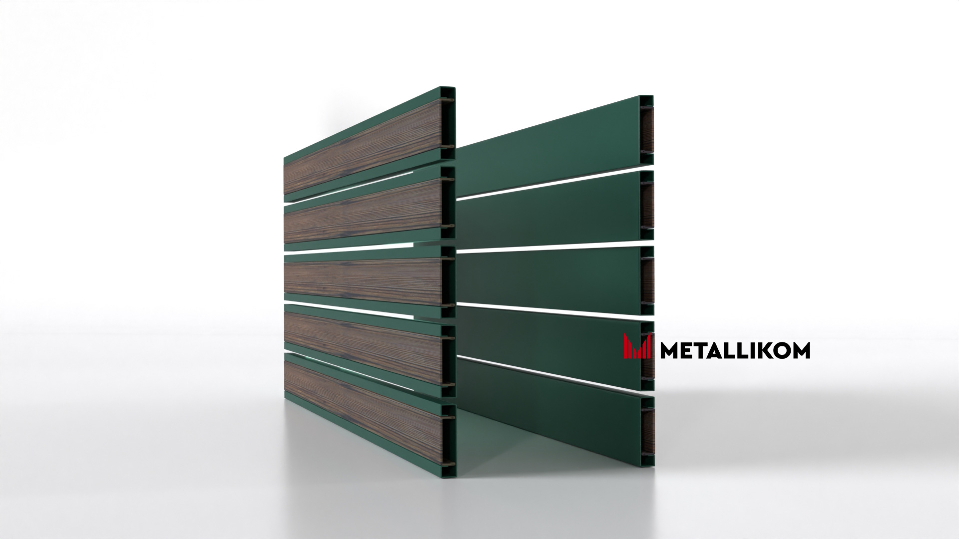 Планкен для забора Printec под дерево 120 mm RAL 6005 – покрытие матовое, толщина 0,45 мм